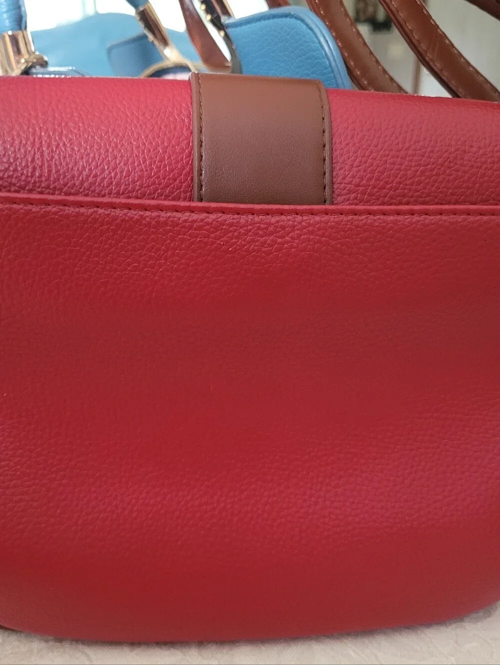 Red Pebble Leather Shoulder Strap